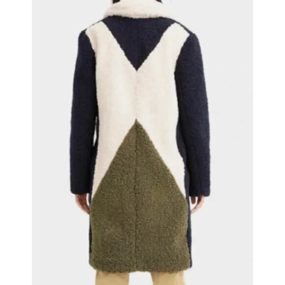 J. Crew Sherpa navy green colorblock Pea Coat - Picture 7 of 7